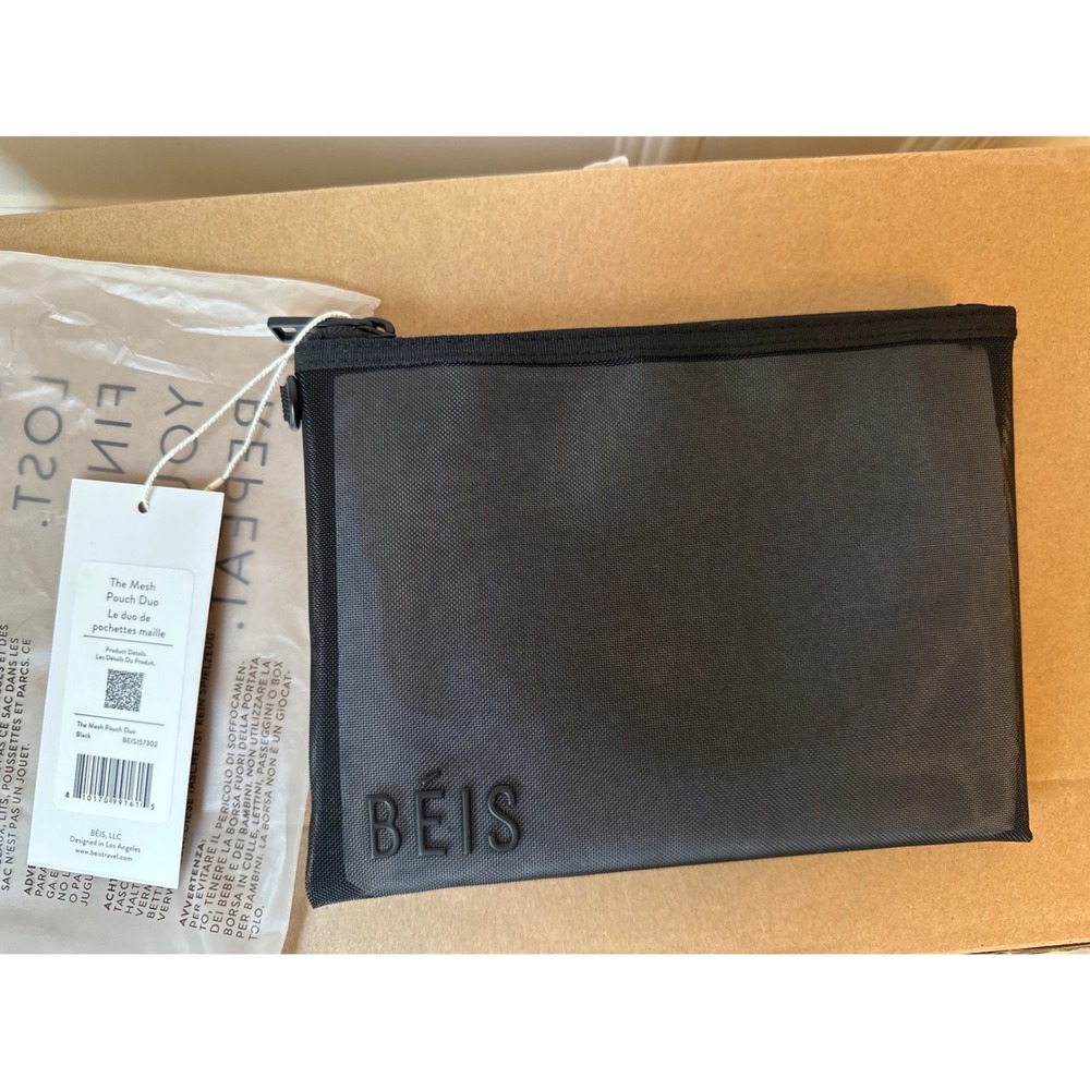 BEIS The Mesh Pouch Duo Black Travel Organizer Set BEIS57302